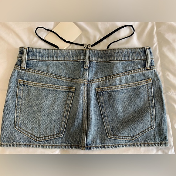 New Alexander Wang MINI SKIRT PRESTYLE DIAMANTE CHARM Sz 27 - Picture 4 of 6